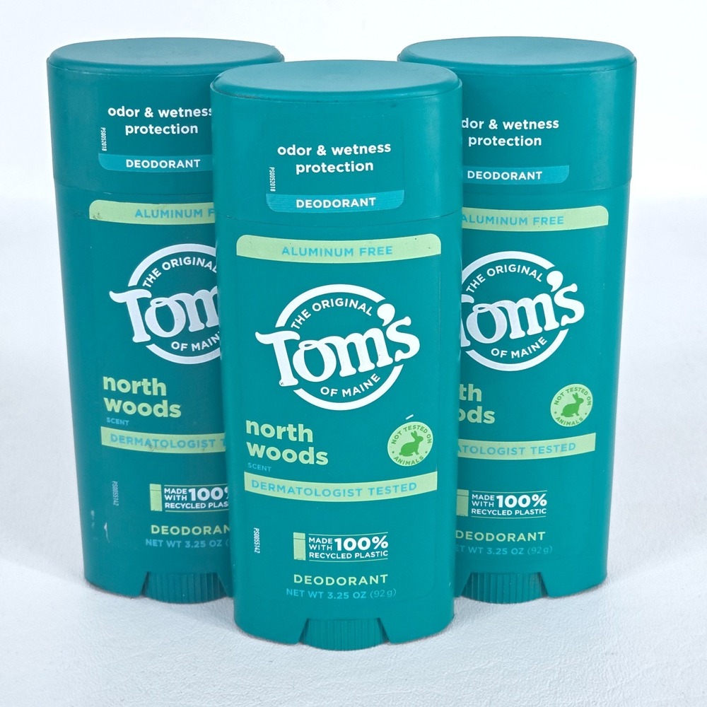 Natural Deodorant Pack of 3 Tom's of Maine‎ North Woods 3.25 oz Aluminum Free